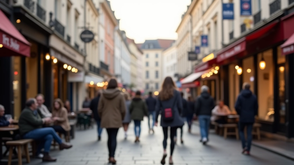 Population diverse dans une rue commerçante de Lille avec piétons et magasins