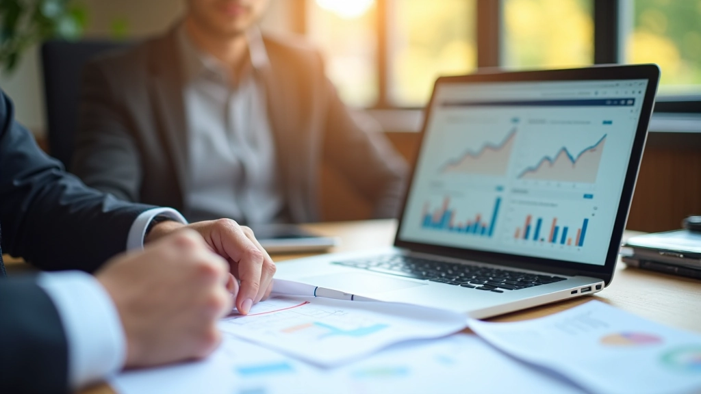 Graphiques économiques affichant des courbes de croissance et données statistiques sur un écran